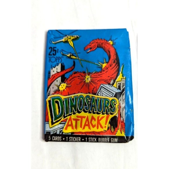 3‎ Packs of 1988 Topps Dinosaurs Attack Cards - Sealed Wax PACKS Trading Vintage - Picture 4 of 8